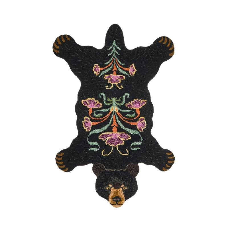 Blooming Black Bear Rug - Large