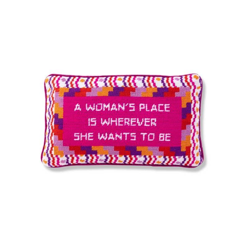 Wherever She Wants Needlepoint Cushion 23x38cm in multicolour