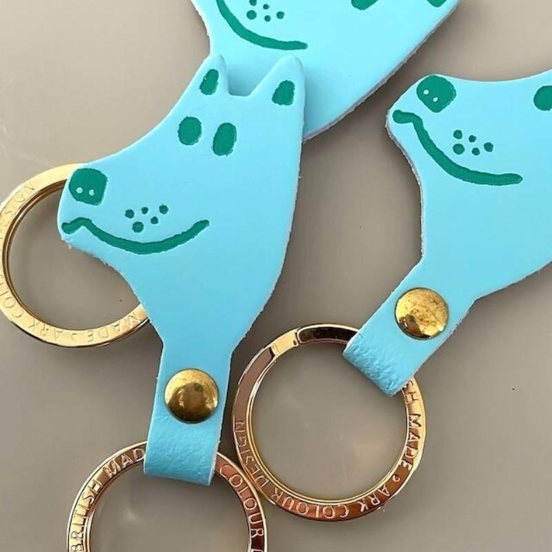 Dog Head Key Fob in turquoise