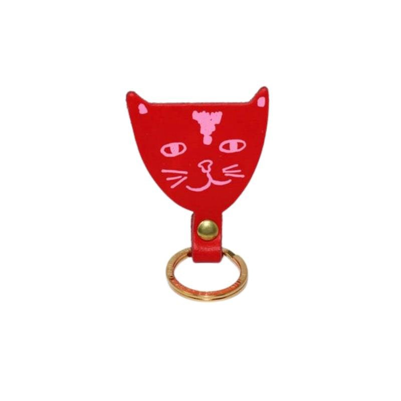 Cat Head Key Fob in red