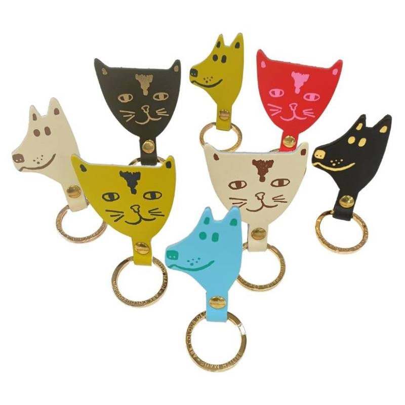 Cat Head Key Fob in red