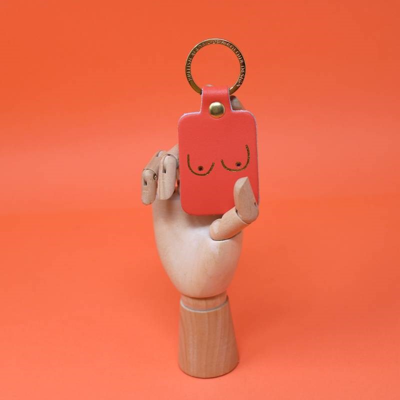 Boobs Key Fob in coral