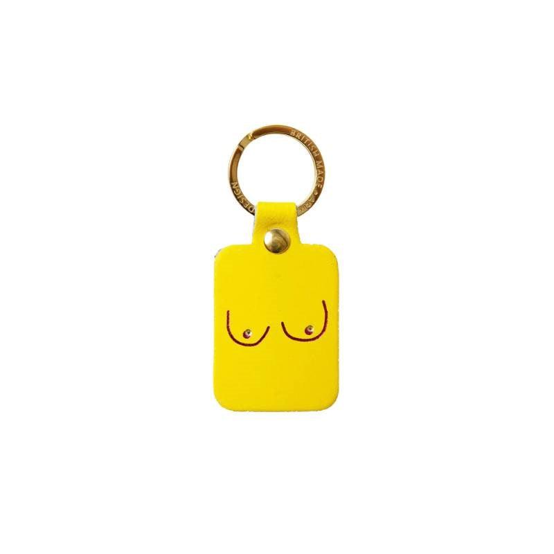 Boobs Key Fob in bright yellow