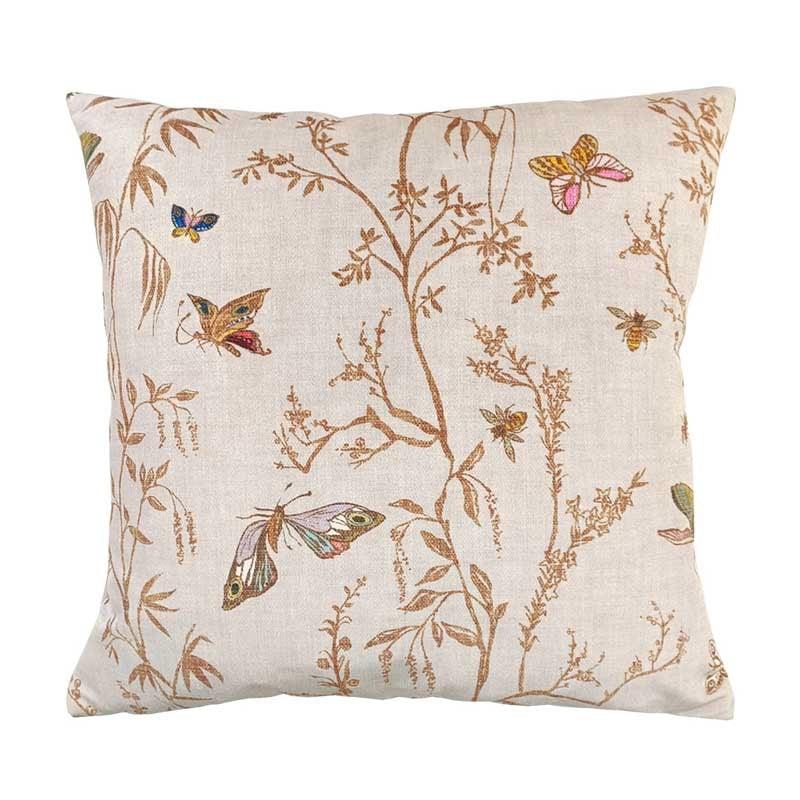 Butterfly Chinoiserie Velvet Cushion Cover 43cm in cream