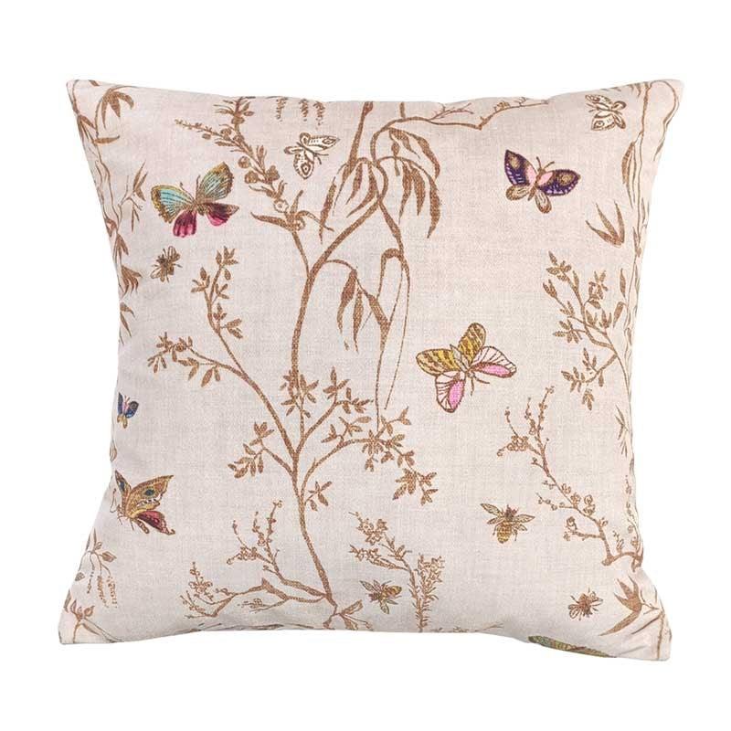 Butterfly Chinoiserie Velvet Cushion Cover 43cm in cream