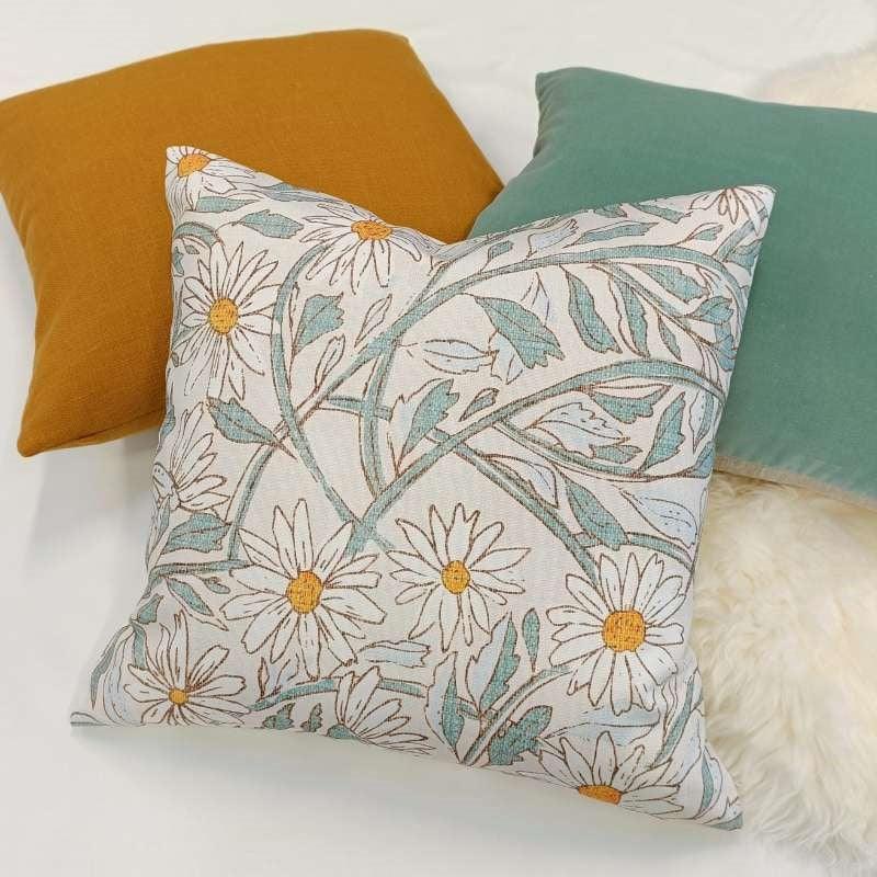 Paper Daisy Cotton Cushion Cover 45cm in cream