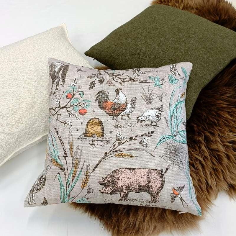 Homestead Toile Cotton Cushion Cover 45cm in multi