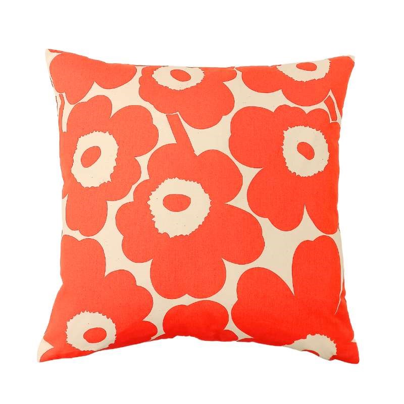 Pieni Unikko Recycled Cotton Cushion Cover 50cm in orange