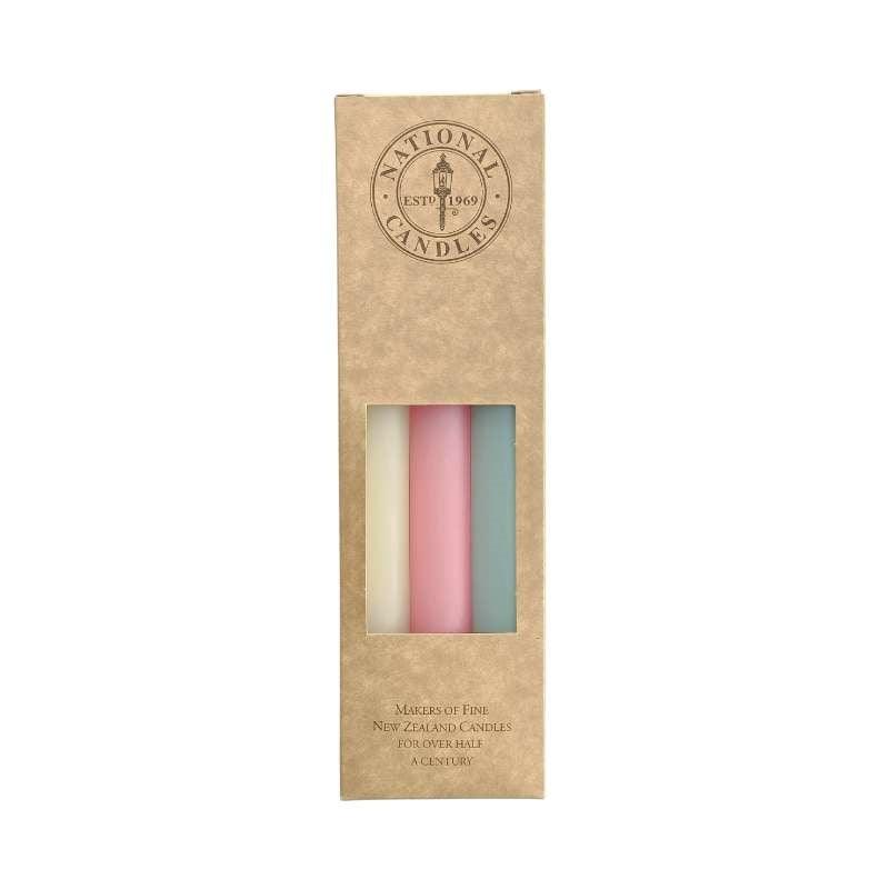 Happy Daze Taper Candle 240mm set of 6 in honey, pink, aqua