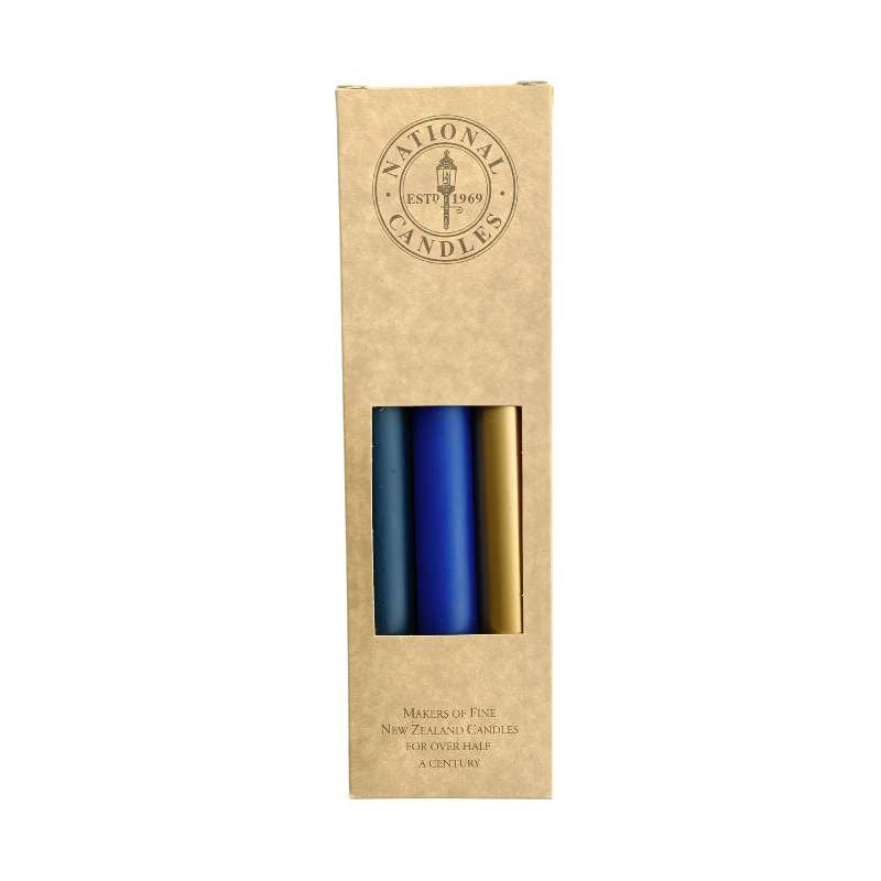 Lost at Sea Taper Candle 240mm set of 6 in gold, navy, royal blue