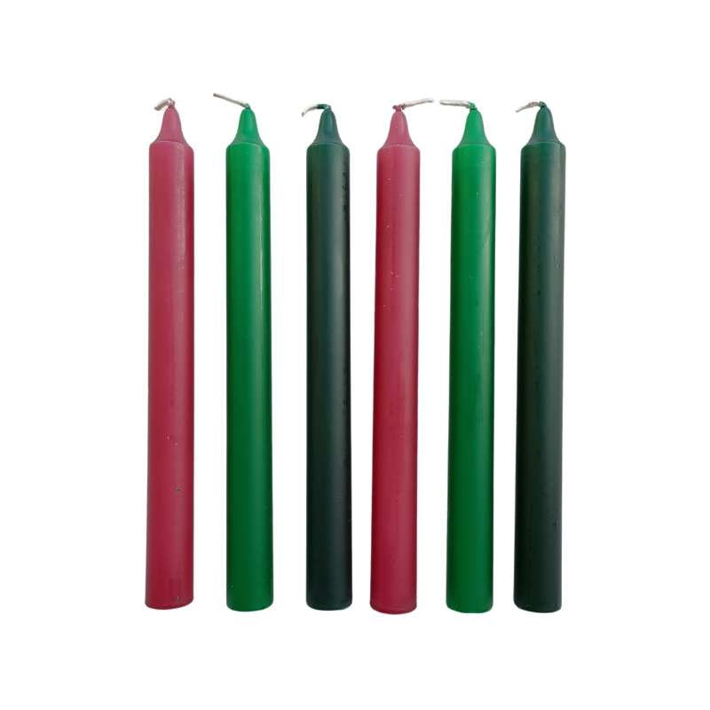 Berry Bush Taper Candle 240mm set of 6 in burgundy, hunter, forest