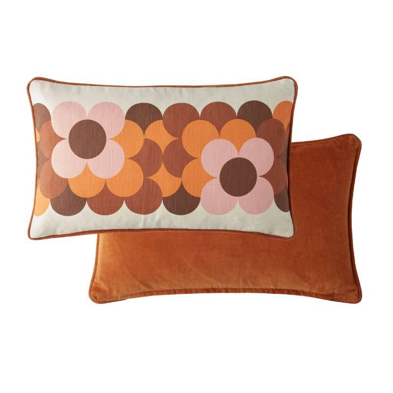 Retro Flower Stripe Cushion Cover 50x30cm in canyon