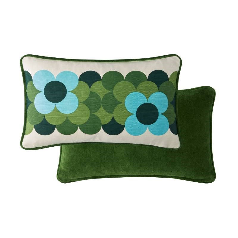 Retro Flower Stripe Cushion Cover 50x30cm in riviera