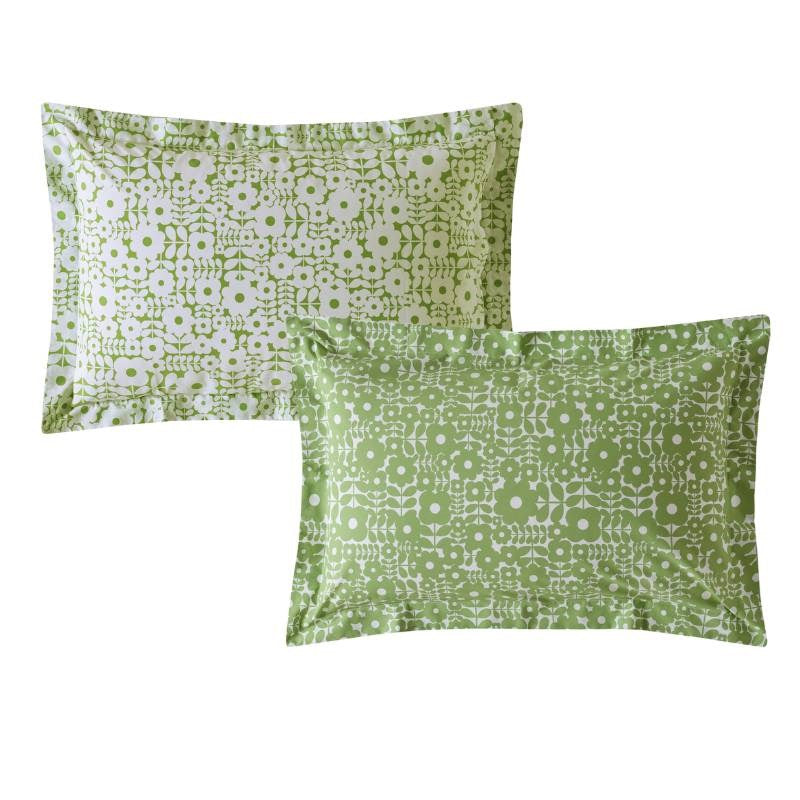 Criss Cross Stem Pillowcase Pair 50x75 cm in basil green