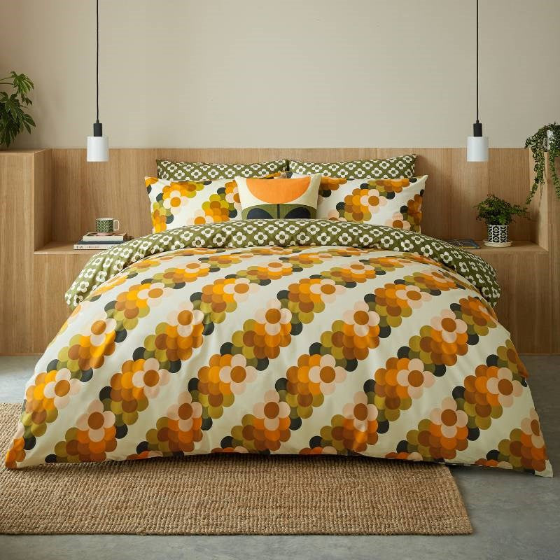 Retro Flower Stripe Bedding Set 135x200cm in multi