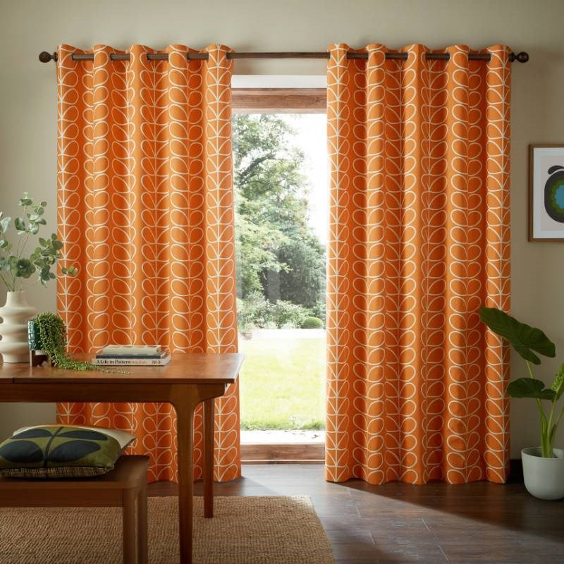 Linear Stem Eyelet Curtains in Burnt Orange