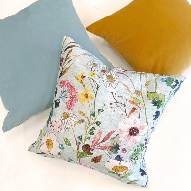 Plush Velvet Cushion Cover 50cm in sky