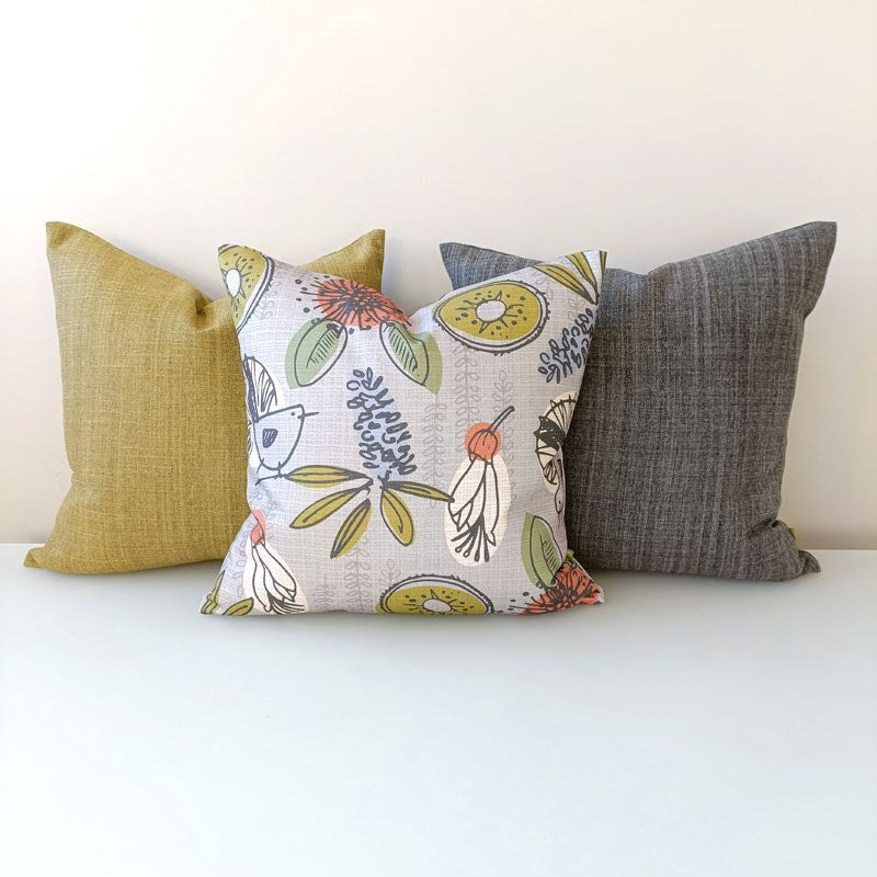 Overton Linen Look Cushion Cover 50cm in lemongrass