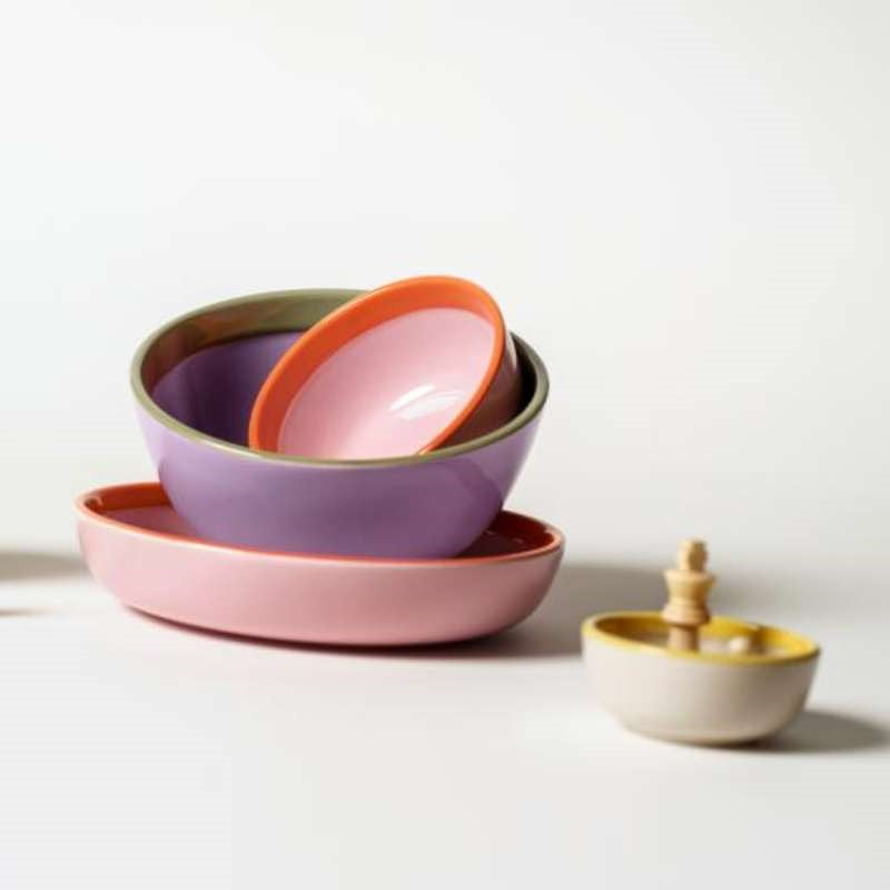 Play Deep Plate/Bowl 22cm in pink and orange