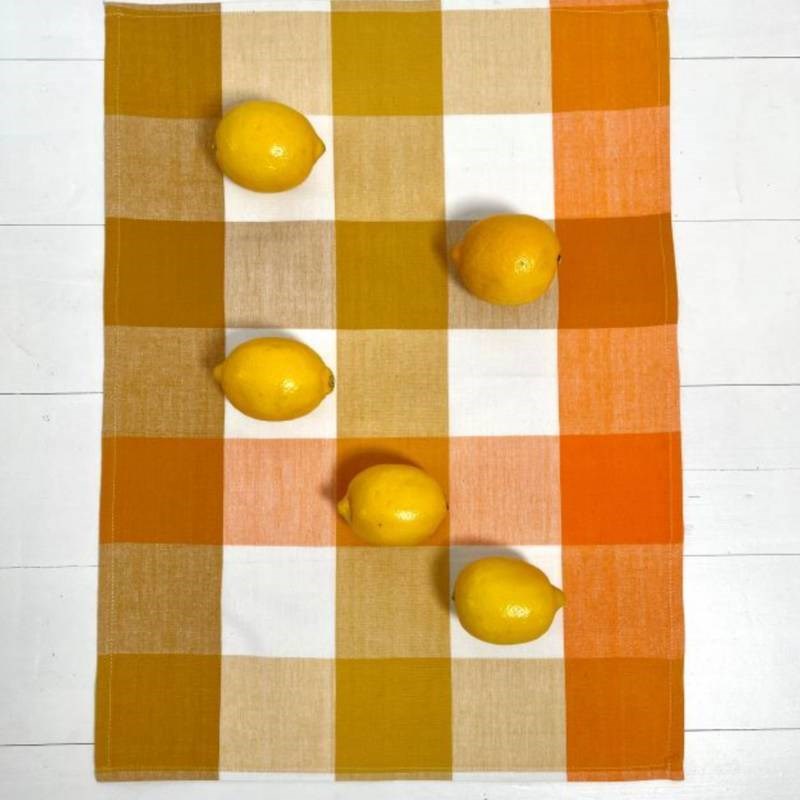 Tumeric Check Tea Towel