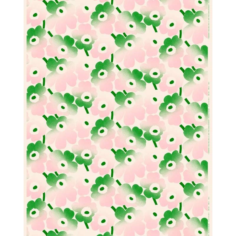 Pieni Unikko Haivahdys Cotton Fabric in off white, light pink, green