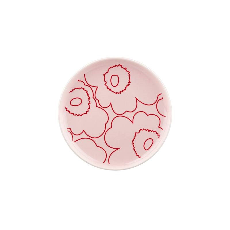 Oiva Piirto Unikko Plate 13.5cm in pink, red