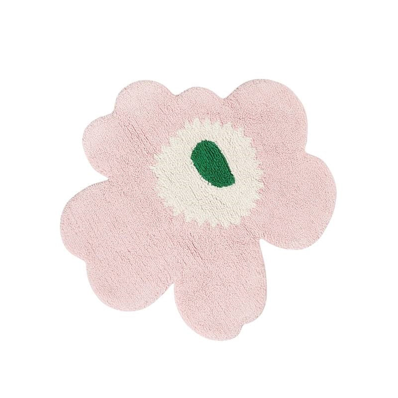 Unikko Bath Mat 73x74cm in light pink, off white, green