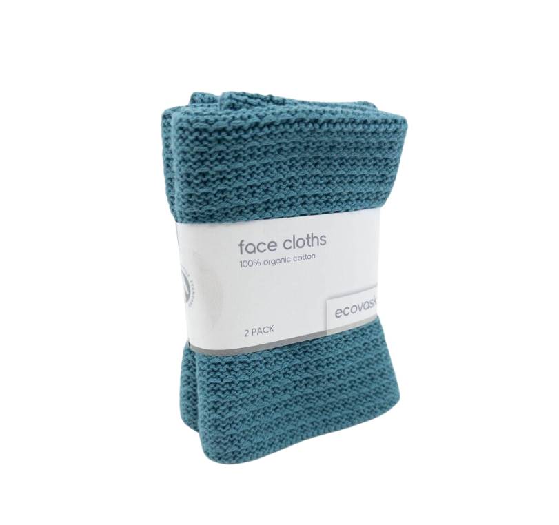 Tasman Organic Knitted Facecloths - Set of 2