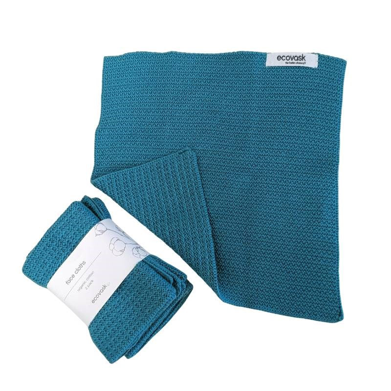 Tasman Organic Knitted Facecloths - Set of 2