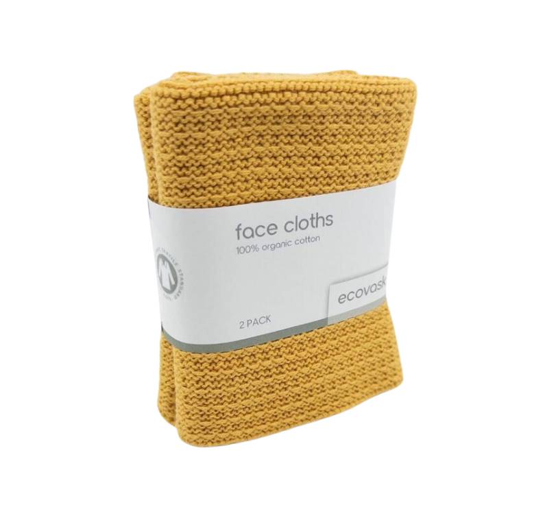 Corn Organic Knitted Facecloths - Set of 2