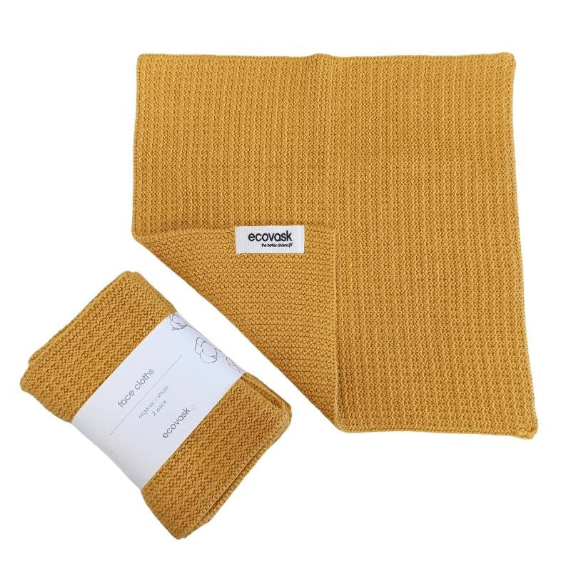 Corn Organic Knitted Facecloths - Set of 2