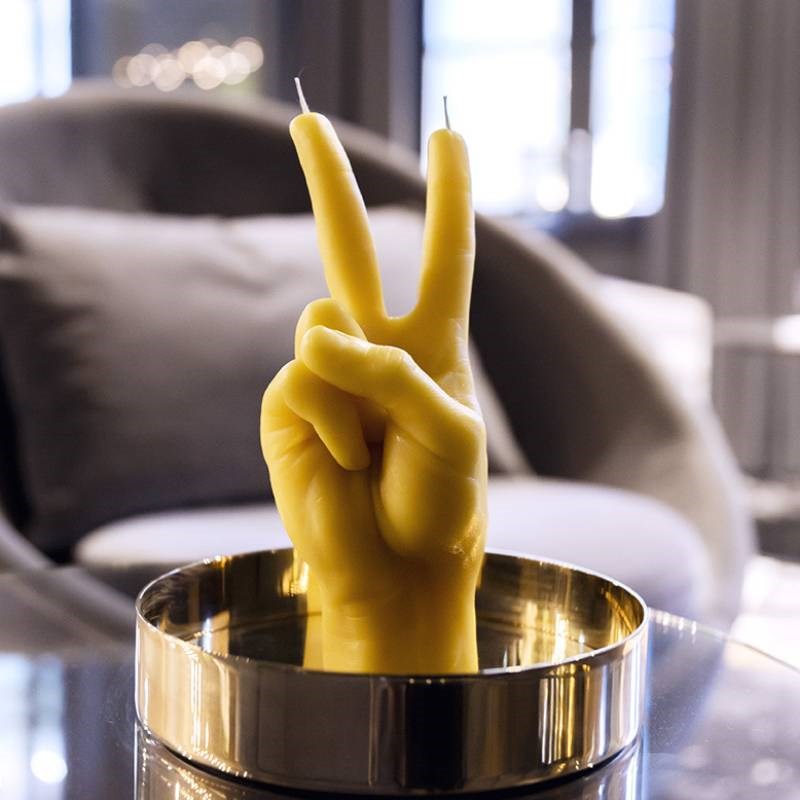 Peace Candle Hand in yellow