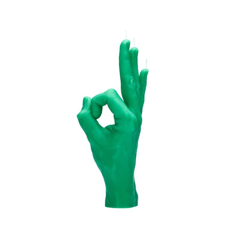 OK Candle Hand in green