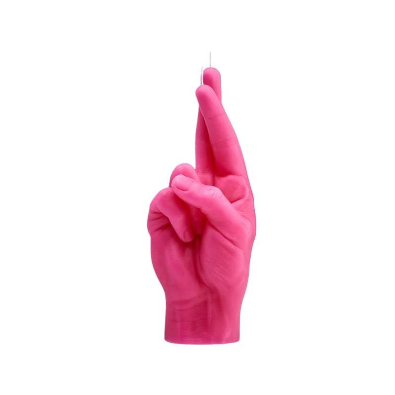 Crossed Fingers Candle Hand in pink