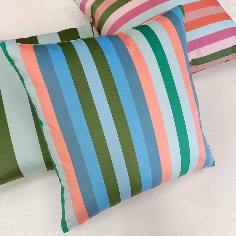 Zeppelin Stripe Velvet Cushion Cover 50cm in coral