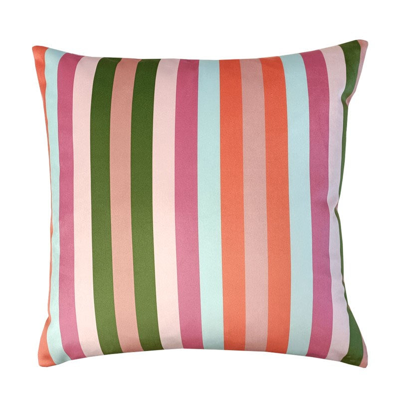 Zeppelin Stripe Velvet Cushion Cover 50cm in oasis