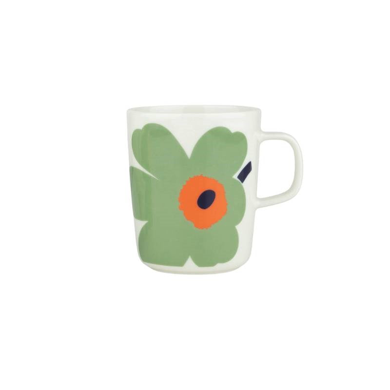 Unikko Mug 250ml in white, sage, orange, dark blue