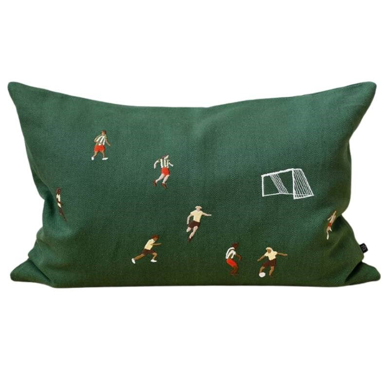 Soccer Embroidered Cushion Cover 60x40cm in green