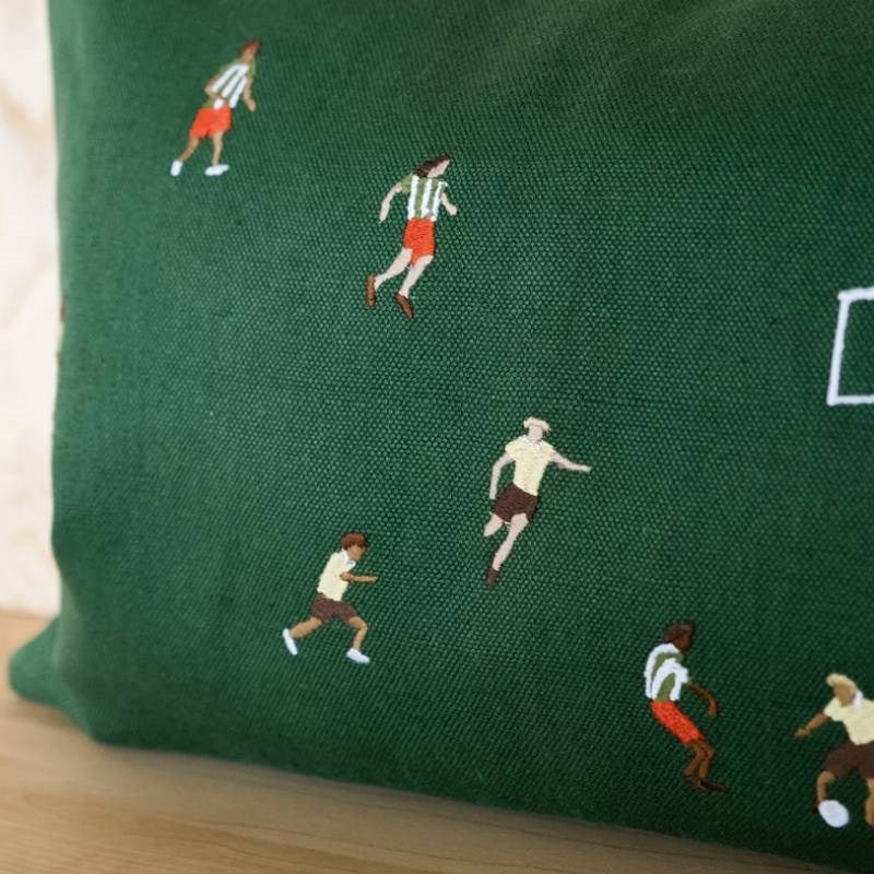 Soccer Embroidered Cushion Cover 60x40cm in green