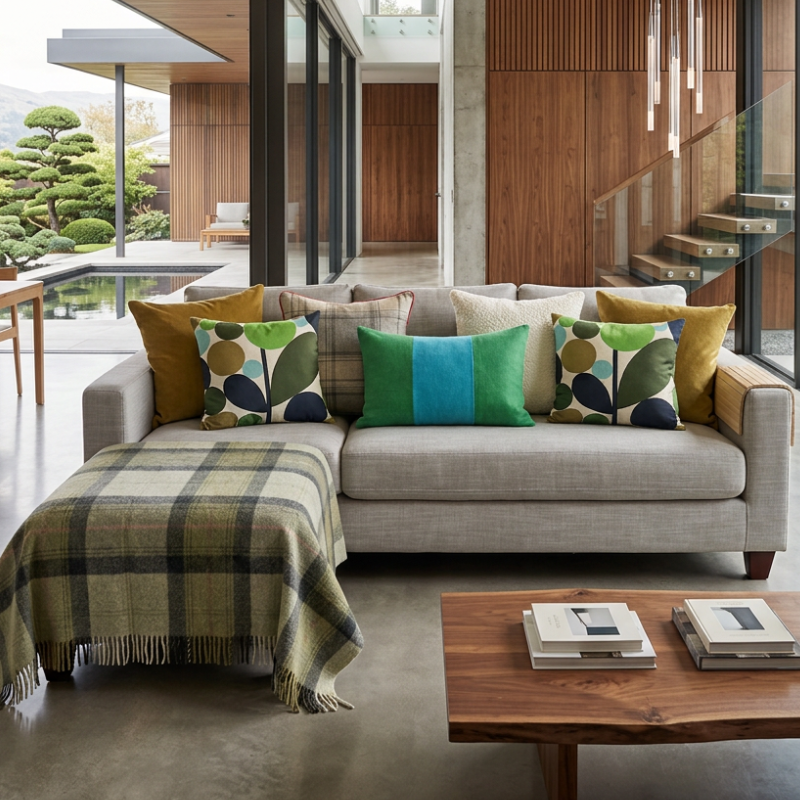 Triples Cushion Cover 60x40cm in salt lake and emerald