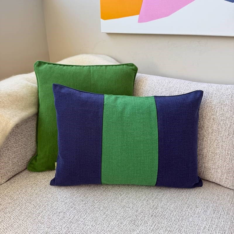 Triples Cushion Cover 60x40cm in emerald and navy