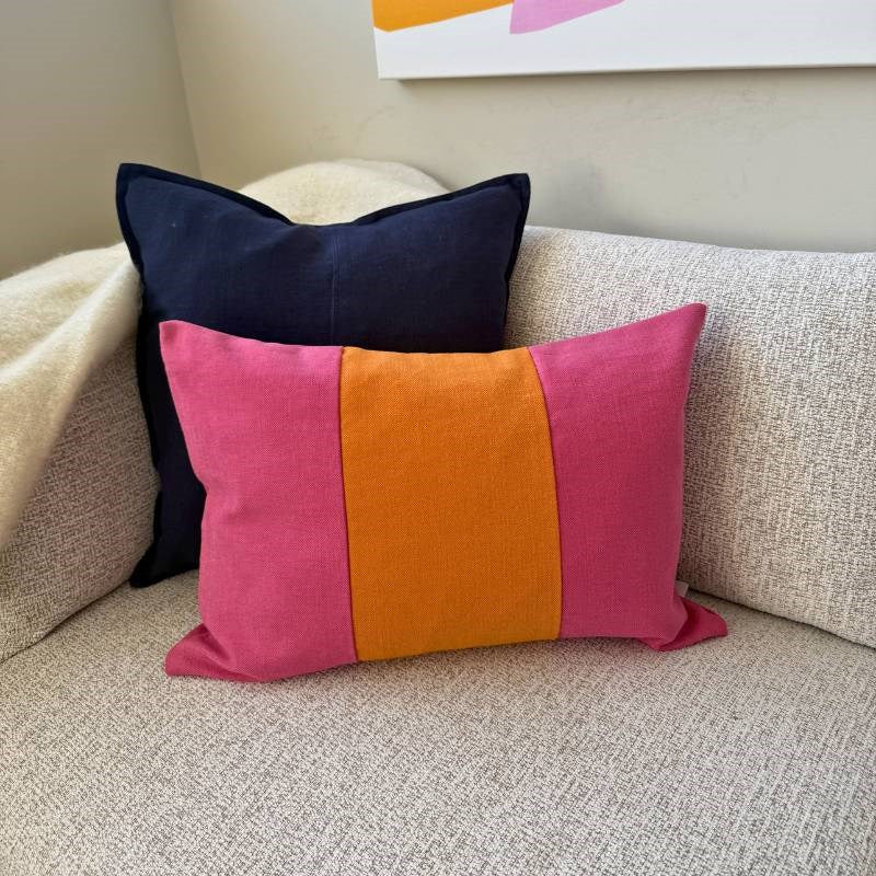 Triples Cushion Cover 60x40cm in clementine and buddeleia