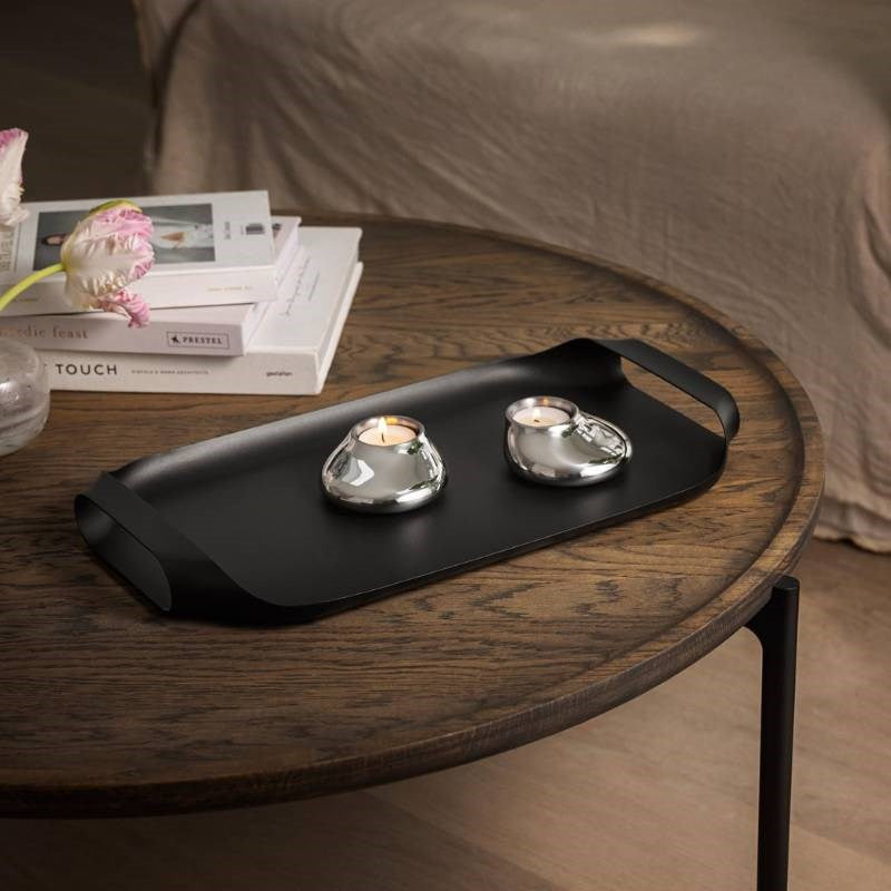 Liquid Lounge Serving Tray in matte black