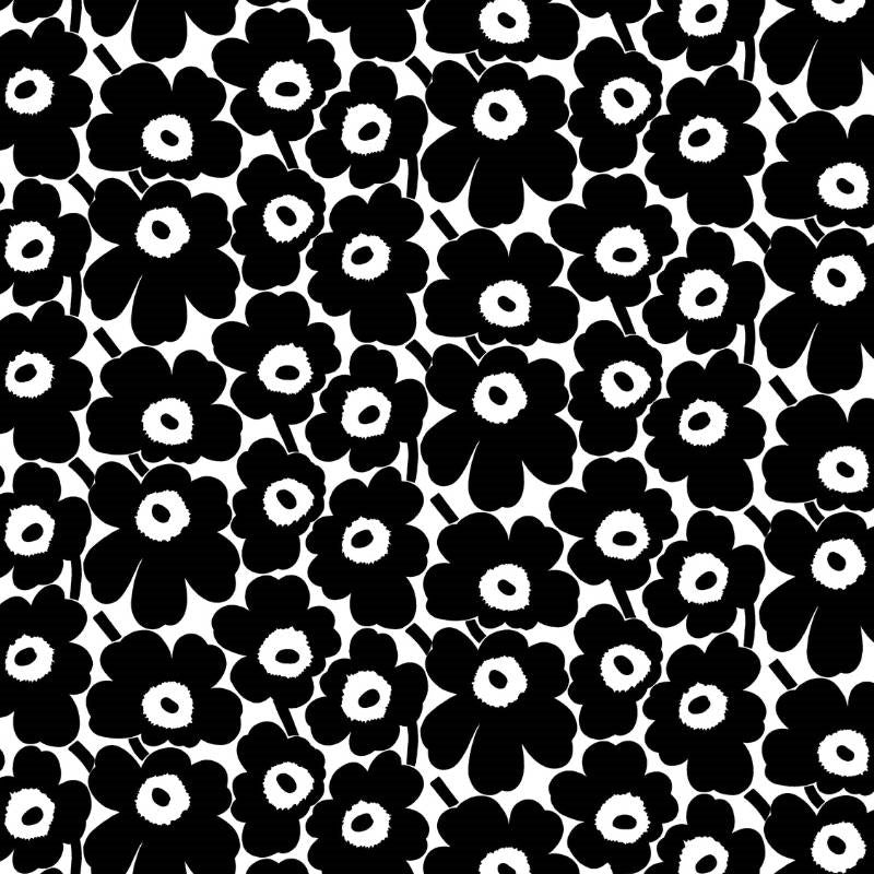 Pieni Unikko 2 Organic Cotton Fabric in black, white