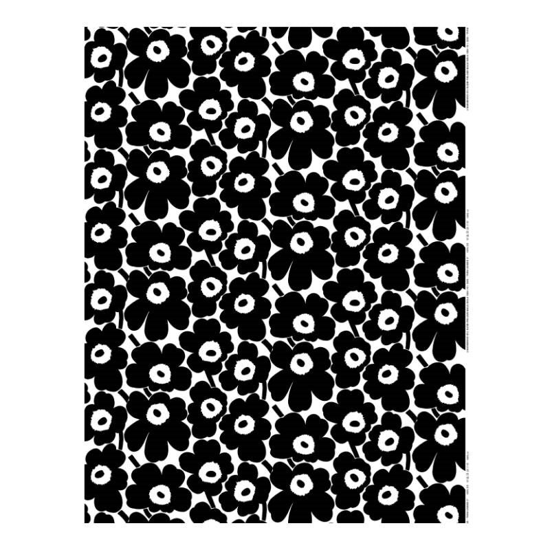 Pieni Unikko 2 Organic Cotton Fabric in black, white