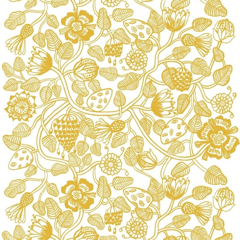 Tiara Cotton Fabric in white, gold