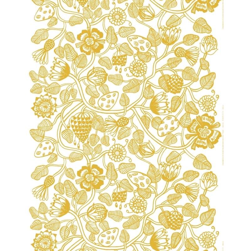 Tiara Cotton Fabric in white, gold