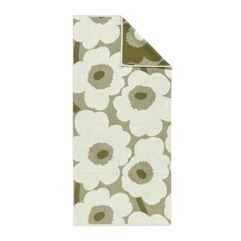 Unikko Bath Towel 70x150cm in green umber, cream