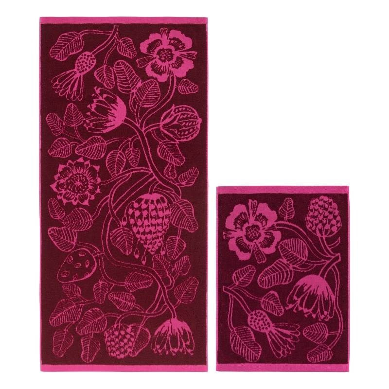 Tiara Towel Set 2 pcs in burgundy, pink