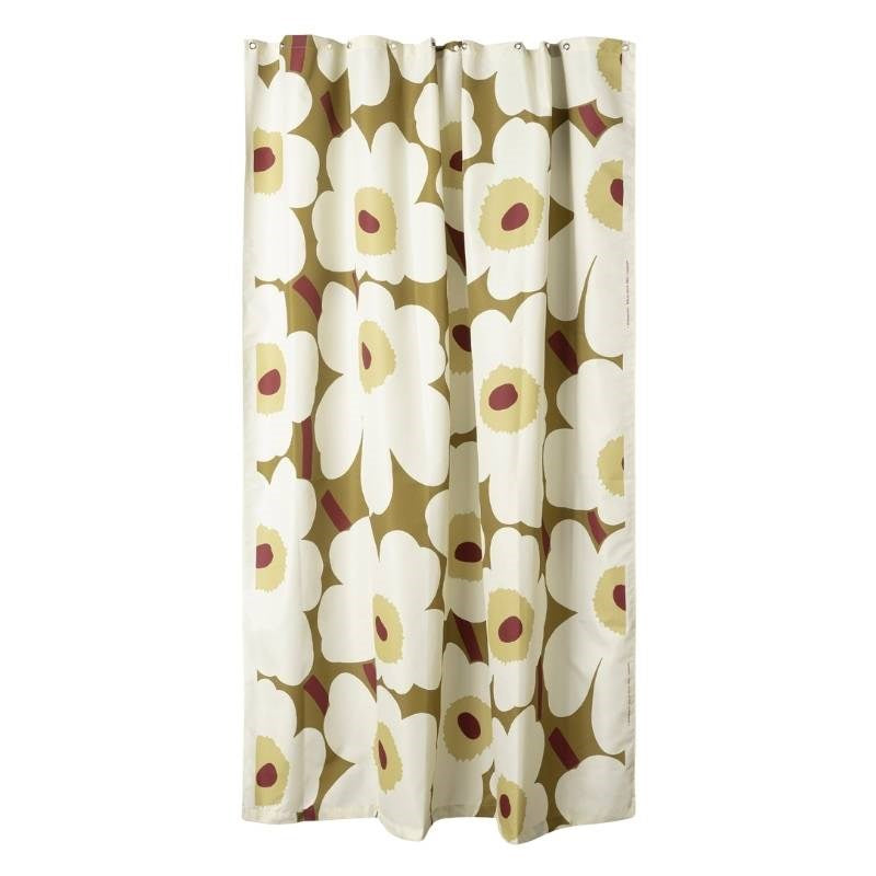 Unikko Shower Curtain 180x200cm in green umber, cream